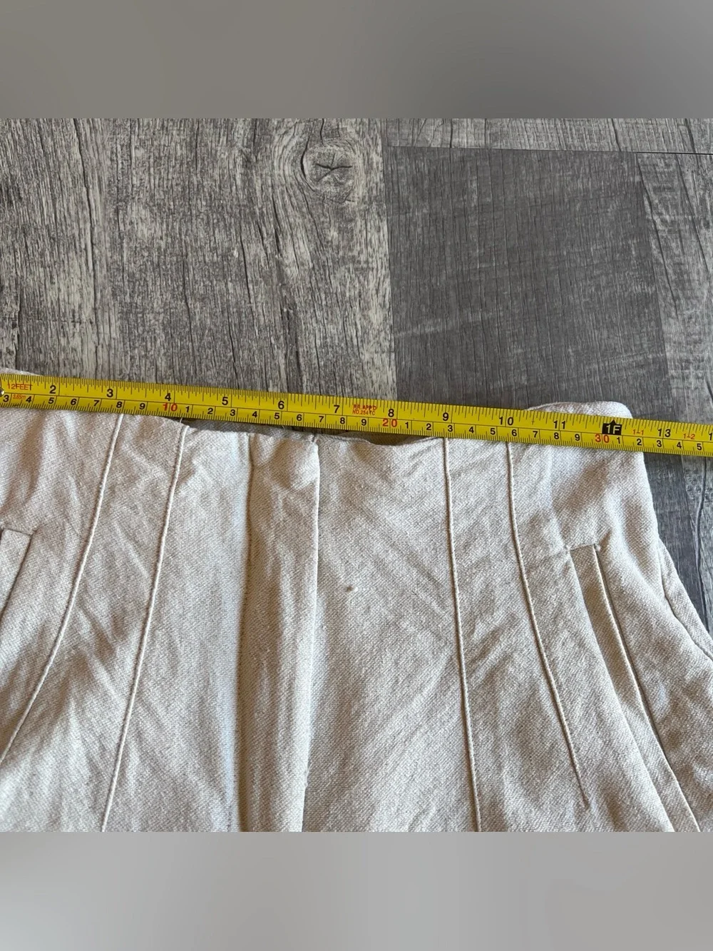 Zara Wide-Leg High-Waist Cotton Linen Cream Trousers Size S